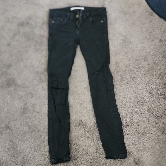 Zara Stylish Black Distressed Jeans - Picture 1 of 8